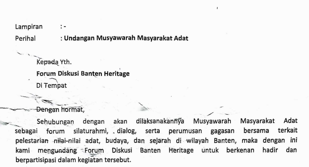 Undangan Musyawarah Adat akan Digelar, Perkuat Silaturahmi dan Pelestarian Budaya Banten